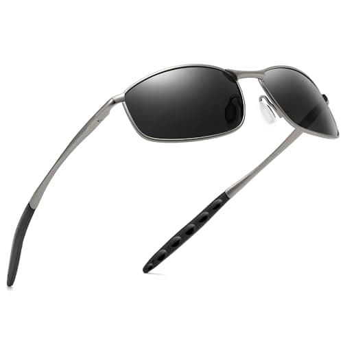 SUNGAIT Mens Narrow Polarized Sunglasses Metal Frame Small Rectangle Retro Durable UV400 Protection - Image 1