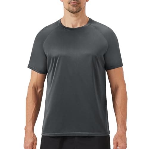 BOOJO Workout Mens Shirts - Casual Black Quick Dry Moisture Wicking T-Shirts Crew Neck Short Sleeve for Gym Athletic Running - Image 1