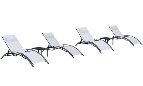 PURPLE LEAF Patio Chaise Lounge Chair Set with 2 Side Table Outdoor Pool Adjustable Recliner Chairs for Outside Beach Poolside Sunbathing Tanning Lounger - Image 1