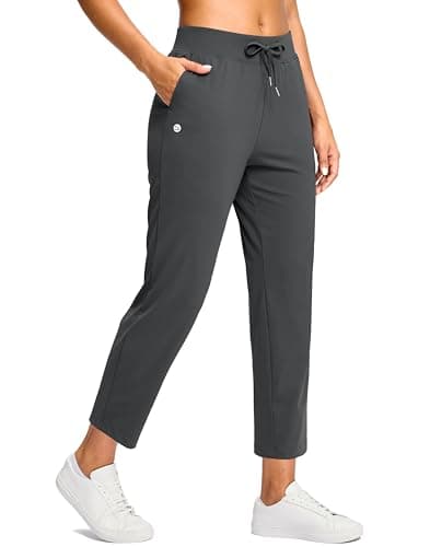 G Gradual Petite Pants for Women 24"/26" Ankle Pants 2 Pockets Stretchy 7/8 Sweatpants for Golf Travel Athletic Casual, Deep Grey, XL, 24 Inseam - Image 1