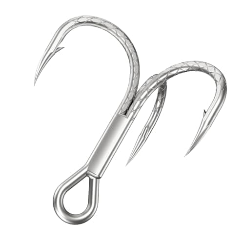 Diamond Treble Hooks 4X Strong Fishing Hooks,Fish Scale Pattern Triple Hooks Sharp Barbed/High Carbon Steel/Round Bend for Lures Freshwater Saltwater Sizes #4 - Image 1