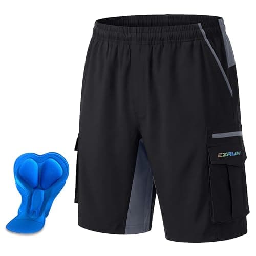 Men's Mountain Bike Shorts 3D Padded Bicycle Biking Shorts Quick Dry Lightweight MTB Cycling Shorts (Black, L) - Image 1