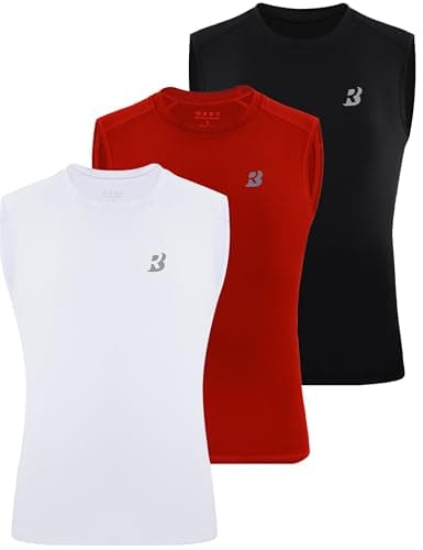 Roadbox Boys Youth Sleeveless Compression Shirt, 3Pack Quick Dry Kids Football Undershirt, Athletic Soft Tank Tops Basketball - Image 1