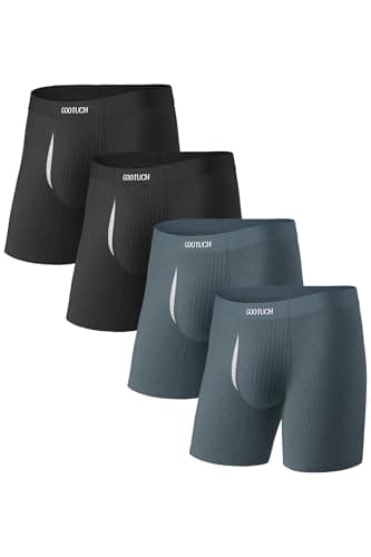 GOOTUCH Mens Boxer Briefs Underwear Pack, Odor Control Modal Underwear, Moisture Wicking Ultra-Soft Cooling Seamless, Silver-Ion Tech (2 Black/ 2 Dark Gray, L) - Image 1