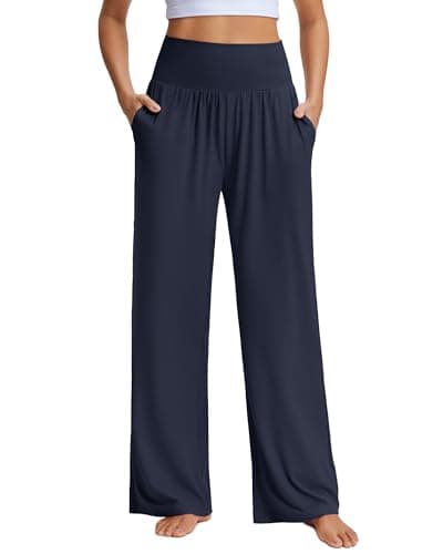 Stelle Wide Leg Lounge Pants for Women Casual Loose Yoga Sweatpants Comfy High Waisted Flowy Pants 26/28/30 Inseam Blue - Image 1