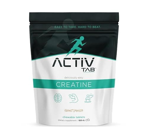 ActivTab Creatine Chewable Tablets | Sweet Vanilla Flavor | 5g Creatine Monohydrate per Serving | Fast-Absorbing Muscle Builder | Brain & Strength Support | No Sugar | 150 Tablets | Easy to Take - Image 1