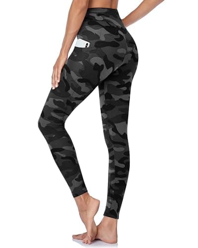 GAYHAY High Waisted Leggings with Pockets for Women - Soft Yoga Pants for Gym Workout, Athletic Running Black Camo - Image 1