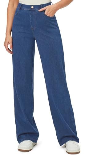 IUGA Wide Leg Jeans Woman Stretchy Sweatpant Jeans Women Pull On Baggy Jean High Waisted Trendy Straight Casual Denim Pants Light Blue - Image 1