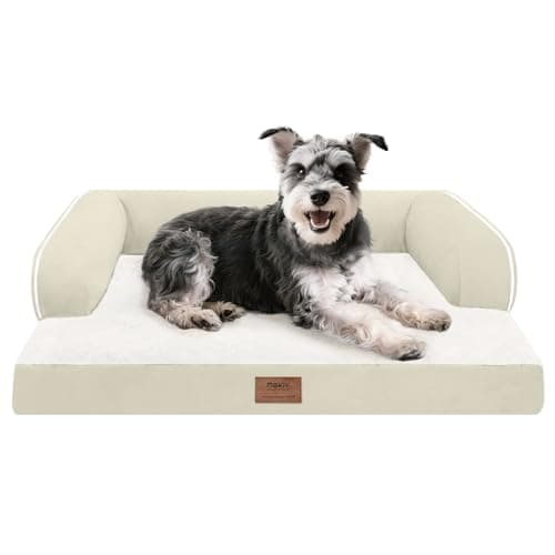 Small Dog Bed Waterproof Orthopedic Dog Beds for Medium Sized Dogs Comfy Pet Cat Bed with Sides, Washable Removable Cover - Image 1