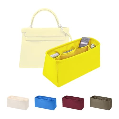 KINGS IN BAG Women's Purse Organizer Insert - Satin & Lightweight Fabric with Inside Pockets, Portable for Commute, Travel, Shopping, and Evening, Multicolor Options, Fits for Kelly 40(Lime, KL40) - Image 1