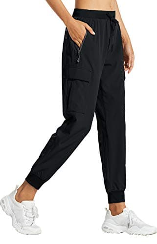 Libin Women's Cargo Joggers Lightweight Quick Dry Hiking Pants Athletic Lounge Casual Travel Petite, Black XXXL - Image 1