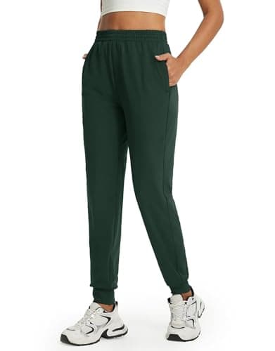M MAELREG Womens Joggers Sweatpants Stretchy Soft Golf Pants with Inner Drawstring for Work Travel Casual Hiking Forest Green - Image 1
