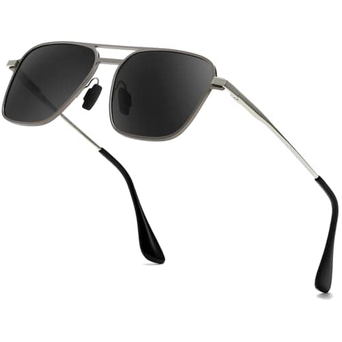 SUNGAIT Flat Square Aviator Sunglasses for Men Women Old School Vintage Style Small Metal Frame Polarized UV400 Lens - Image 1