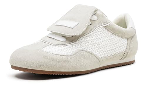 Vepose Women's Fashion Sneakers, Casual Walking Square Toe Comfortable Vintage Breathable Woven Raffia Shoes,White Trendy Daily Lightweight Tennis Trainers, Size 8M US (CZR8203 whitegrey 08) - Image 1