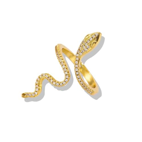 Hclian Snake Ring Adjustable Rings For Women Rhinestone Snake Rings - Image 1