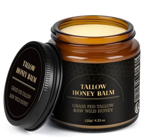 IIIMEIDU Beef Tallow for Skin, Tallow and Honey Balm for Face Moisturizer Balm, 100% Natural Organic Grass-Fed Beef, Honey, Vitamin E Oil for Body & Face (4.2 Oz, honey/balm) - Image 1