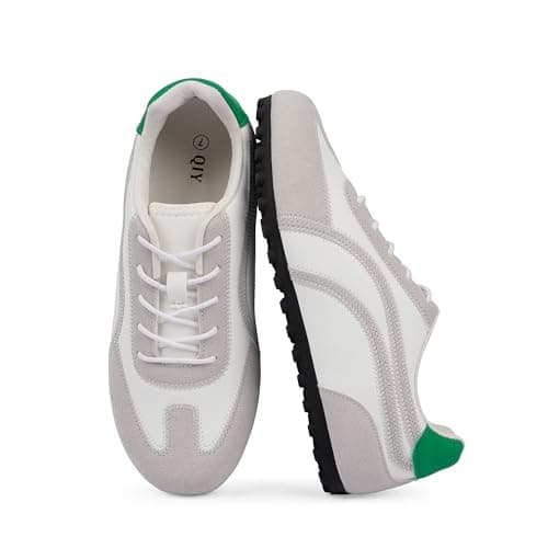 QIY Sneakers for Women Casual White Women's Fashion Sneakers Comfortable White Grey Walking Tennis Shoes Slip on Fall Cute Shoes 2026 Size 6 - Image 1