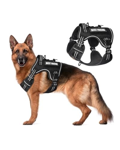 Tactical Dog Harness No-Pull Military Vest for Medium & Large Dogs, Adjustable Reflective Escape-Proof Vest with MOLLE System, Handle Control for Training, Walking, Outdoor – Black - Image 1