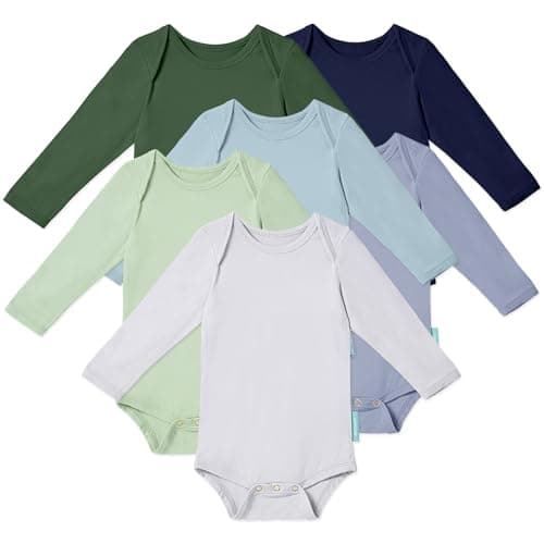 PurComfy Bamboo Rayon Long Sleeve Baby Bodysuits, Premium Soft Bodysuits Unisex Boy Girl White Bodysuit 0-3-6-9-18-24 months, 6-pack - Image 1