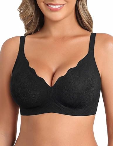 Avidlove Women's Wireless Bras Seamless Bra Full Coverage Lace Tshirt Everyday Bra Black XX-Large - Image 1