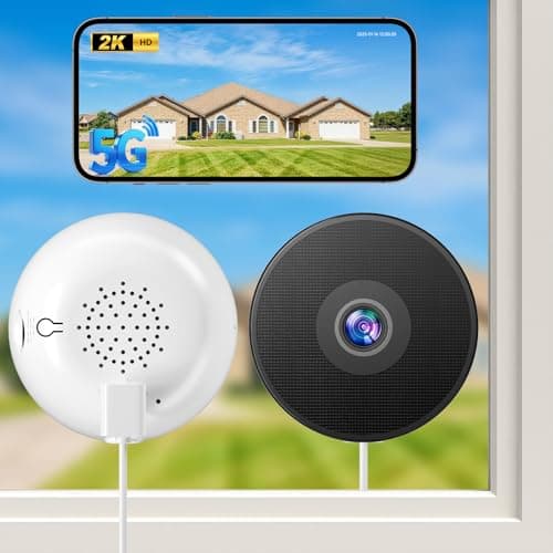 Noaheye Window Camera No-Drill 2K Ultra HD Window Security Camera with 5G/2.4G WiFi, Enhanced Night Vision, AI Human Detection, Easy Glass Mount for Apartment, Condo, and Home Outdoor View - Image 1
