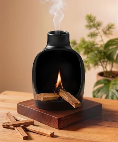 Kitcroet Palo Santo Holder - Modern Chiminea Incense Burner for Yoga, Meditation, and Anxiety Relief - Wood Sticks Dish, Sage Ash Catcher, SArchitectural Square & Organic Round, Cone Burner - Tower - Image 1