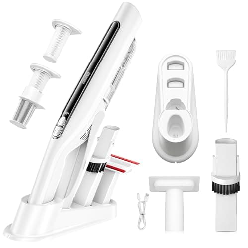 CUIOFREE Handheld Vacuum Cordless,24KPA High Power Car Vacuum with Brushless Motor,LED Light,Charging Dock,Rechargeable Hand Held Vacuum Cleaner with Reusable Filter for Car,Home,Office,Pet Pair,White - Image 1