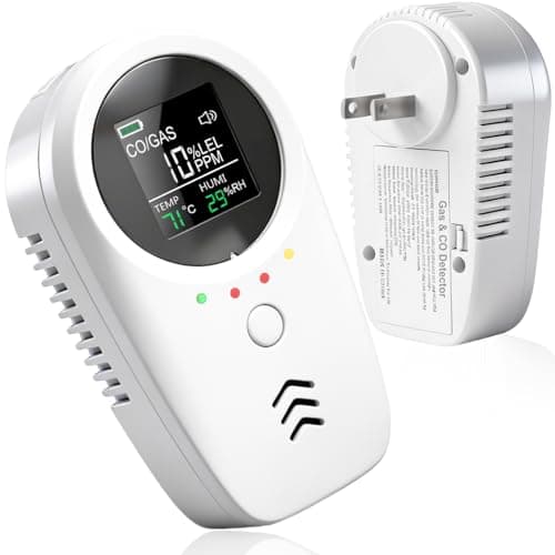 Carbon Monoxide Detectors | Combustible Gas Detector | Plug-in & Built-in Backup Battery | Monitoring CO,Natural Gas,Temperature and Humidity (5-in-1 Carbon Monoxide Detectors) - Image 1