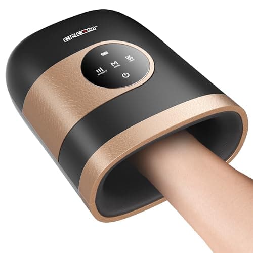 CINCOM Upgraded Hand Massager with Heat and Compression for Arthritis and Carpal Tunnel - Cordless & Rechargeable (Black & Gold) - Image 1