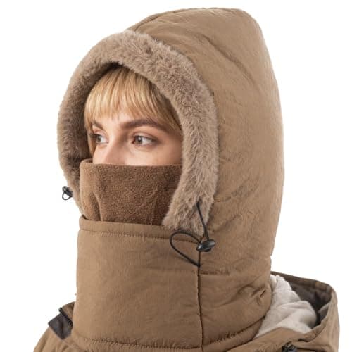 Balaclava Fleece Ski Mask for Men Women with Face Cover, Water Repellent Windproof for Extreme Cold Weather Skiing Motorcycle Brown - Image 1