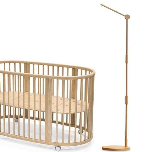 Lanttoe Wooden Floor-Standing Crib Mobile Arm Pro 61 Inches for Baby Nursery-Movable Baby Mobile Hanger with Strong Anti-Dumping Attachment-100% Natural Beech Wood-Thicker Wooden Pole-UpgradeThickened - Image 1