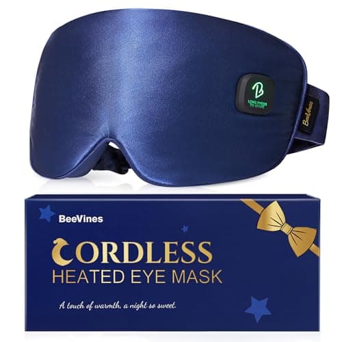 BeeVines Cordless Heated Eye Mask for Dry Eyes, Washable Heat Eye Masks for Blepharitis, Warm Eye Compress for Men & Women, 1500mAh Rechargeable Eye Warmer with Travel Pouch(Blue) - Image 1