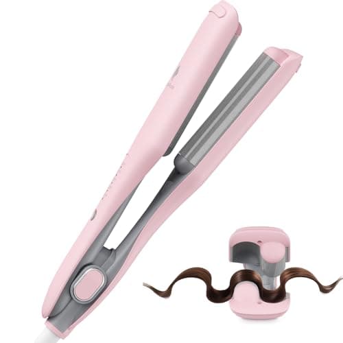 Curling Iron Hair Crimper Waver, MiroPure Waves Curling Wand 1 inch with 30S Fast Heating & PTC Heater, Deep Waver Hair Curler for Women, Dual Voltage, Pink - Image 1