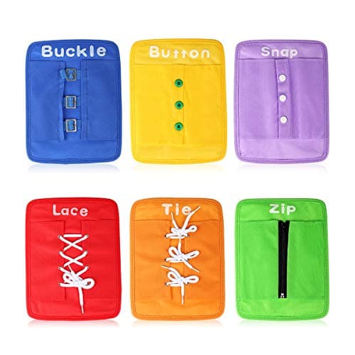 YHZAN Learn to Tie Your Shoes Dressing Board Montessori Mobile Sensory Board Travel Therapist Life Skills Development Toy - Zip,Button,Snap,Buckle,Lace & Tie for Preschool Toddler 3-8 Years Old