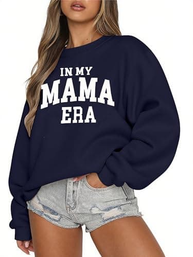 Mama Sweatshirt for Women Crewneck Mom Life Pullover Shirts Oversized Long Sleeve Sweater - Image 1