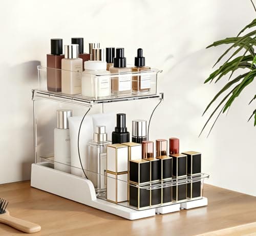 Attelite Makeup Organizer 2-Tier Makeup Storage Cosmetics Organizer with 180° Rotating Design Sturdy durable Versatile Perfume Vanity Organizer for Countertops, Bathrooms, Office Supplies,and Dressers - Image 1