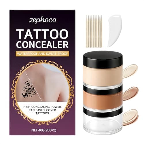 Full Coverage Tattoo Cover Up Cream – Waterproof, Sweatproof Body Concealer for Scars, Birthmarks and Dark Spots – Blendable Dual Shades (Ivory & Medium Deep) - Image 1
