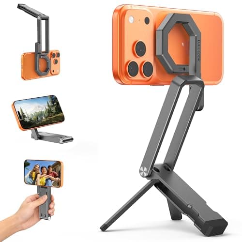 LULULOOK Rugged Magnetic Phone Tripod Stand for iPhone/Pixel 10 - Portable Strong Magnetic Phone Holder for Magsafe - Tripod Mount for iPhone 13/14/15/16/17 Pro Max & Air (Dark Grey) - Image 1