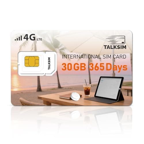 International Data SIM Card 30GB 365 Days, 4G LTE Prepaid Travel SIM Card Supported 45 Countries USA,UK,Europe,Asia& Africa, Travel SIM for Unlocked Phones, Tablets, WiFi Hotspots,No Contract - Image 1
