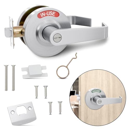Commercial Door Handle With Lock – Vacant Occupied Bathroom Lock | 304 Stainless Steel, Visible From 50 Ft, Quick Install, L/R, for 1 3/8”–2” Doors | for Public Bathroom & Industrial Buildings - Image 1