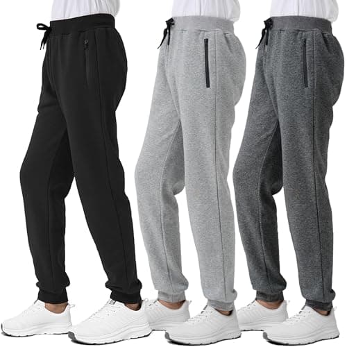 Avsead Boys Sweatpants Pants Fleece Kids Youth 3 Pack Athletic Joggers Sweat Pant with Zipper Pocket Fall Winter Clothes Size 6/7 Black/Grey/Dark Grey - Image 1