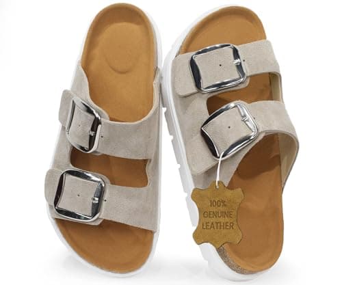 geabal Genuine Leather Platform Sandals Wedge Chunky Platform Sandal-Women Sandals with EVA Memory Foam Sole and Cork Footbed - Image 1