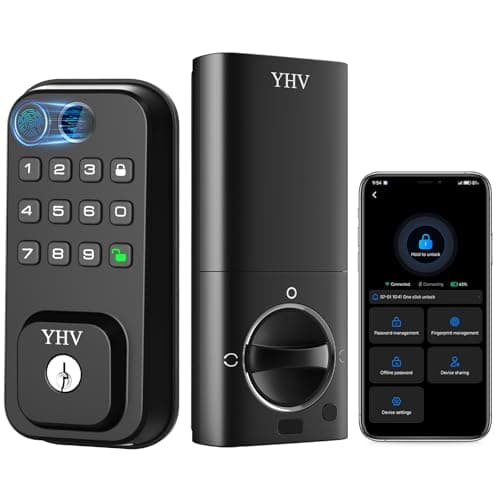 Keyless Entry Smart Door Lock with Code Electronic Fingerprint Keypad Deadbolt Lock for Front Door, Built-in WiFi, App Remote Control, Alexa & Google Voice Control, IP54, 10 Months Battery, Auto Lock - Image 1