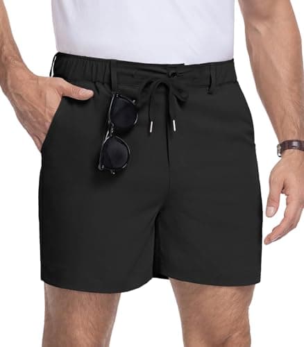 RQP Men's 5 Inch Casual Classic Fit Shorts with Multi-Pocket Daily Wear Walking Summer Outfit,Black - Image 1