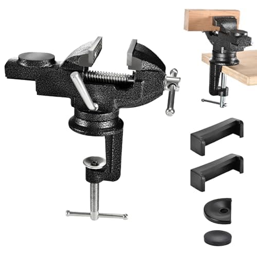 Wiselifetech Table Vise 2 Inch Bench Vise with Anvil,Swivel Base Universal Vices made of Cast Steel for Workbench Repair Tools Woodworking,Drilling,Sawing,Metalworking,Jewelry,Craft,Sculpting - Image 1
