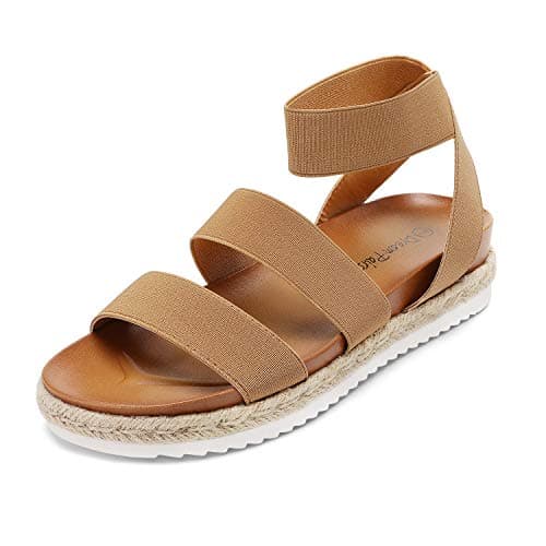 DREAM PAIRS Women’s Open Toe Ankle Strap Espadrille Flatform Platform Wedge Sandals,Size 8,Camel,JIMMIE - Image 1