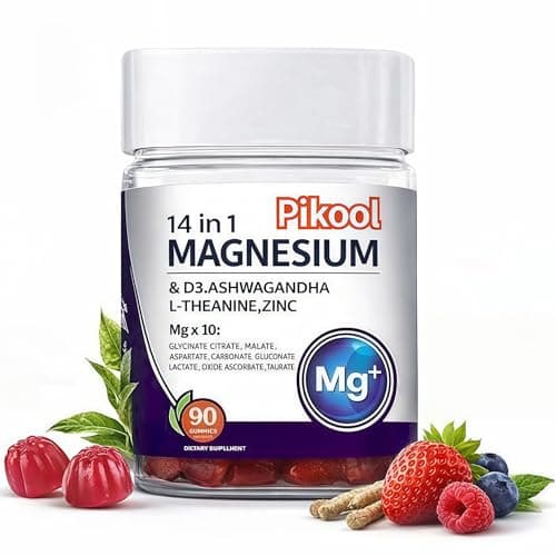 Pikool Magnesium Complex Gummies for Women, 14-in-1 DeepCalm Formula with Ashwagandha & L-Theanine, Vitamin D3 & Zinc, Cortisol Balance Supplements, Vegan, No Added Sugar, 90 Count - Image 1