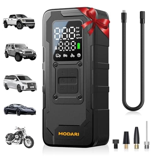 MODARI Tire Inflator Portable Air Compressor - 4X Faster 160 PSI Portable Air Pump for Cars - Cordless Tire Inflators with Gauge - Portable Tire Inflator for Car, Pickup, Bike and More (Black) - Image 1