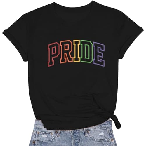 Rainbow Pride Tshirt LGBTQ T-Shirt Embroidered Pride Gay Shirt Trans Ally Shirt Festival Tee Tops - Image 1