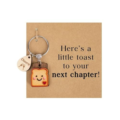 VDOR Next Chapter Keychain Gift: Gift-Ready Toast Charm with Message Card - Daily Reminder on the Go for Women, Teens & Coworkers - Graduation, New Job, Farewell - Image 1